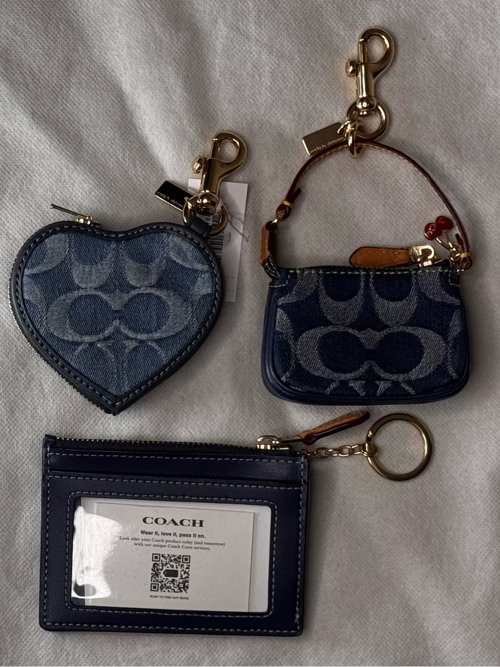 Coach Heart Bag Charm, Keychain Wallet, Nolita Purse Bag Charm Signature Denim